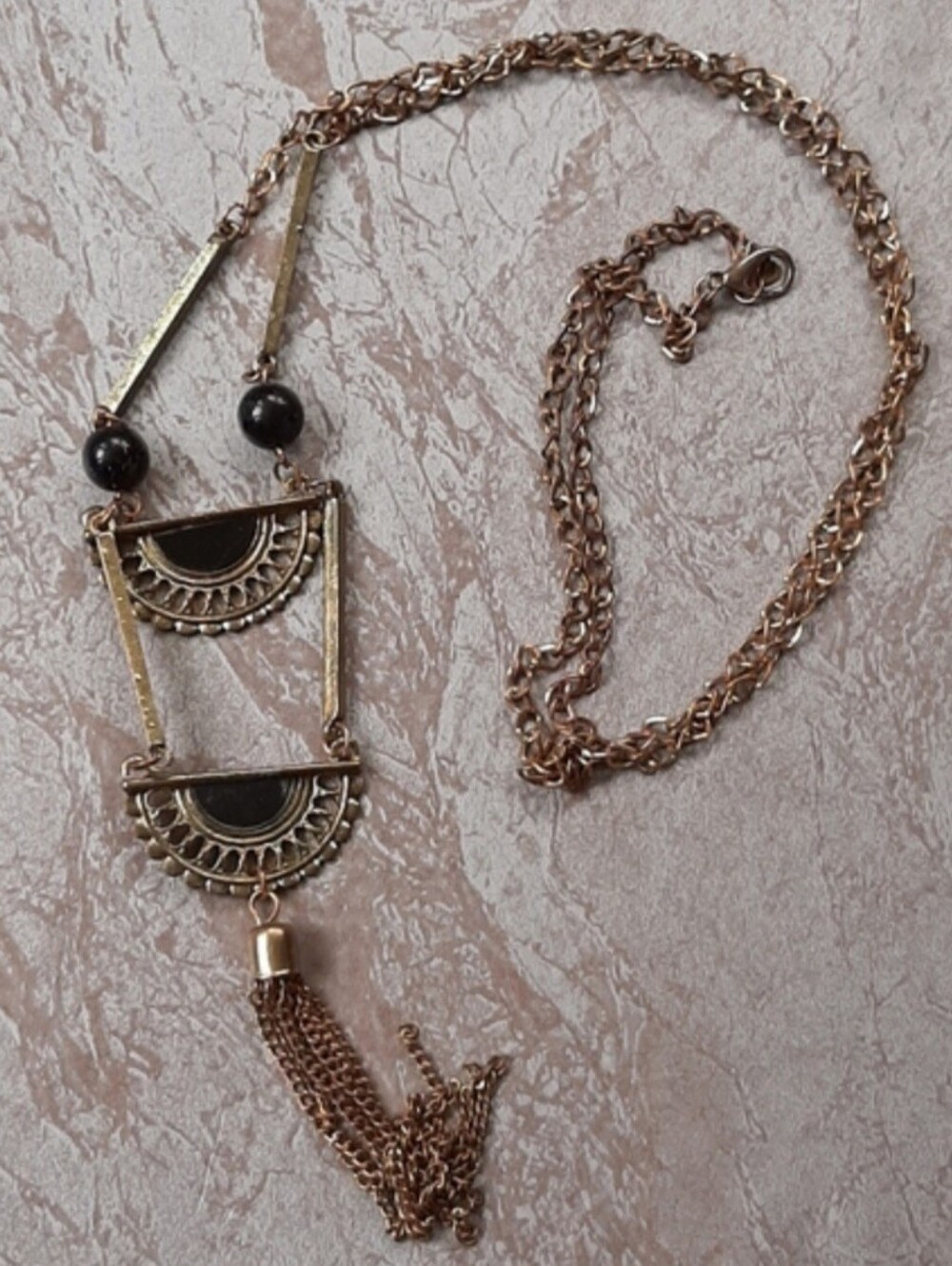 Vintage Bronze Tassel Necklace
